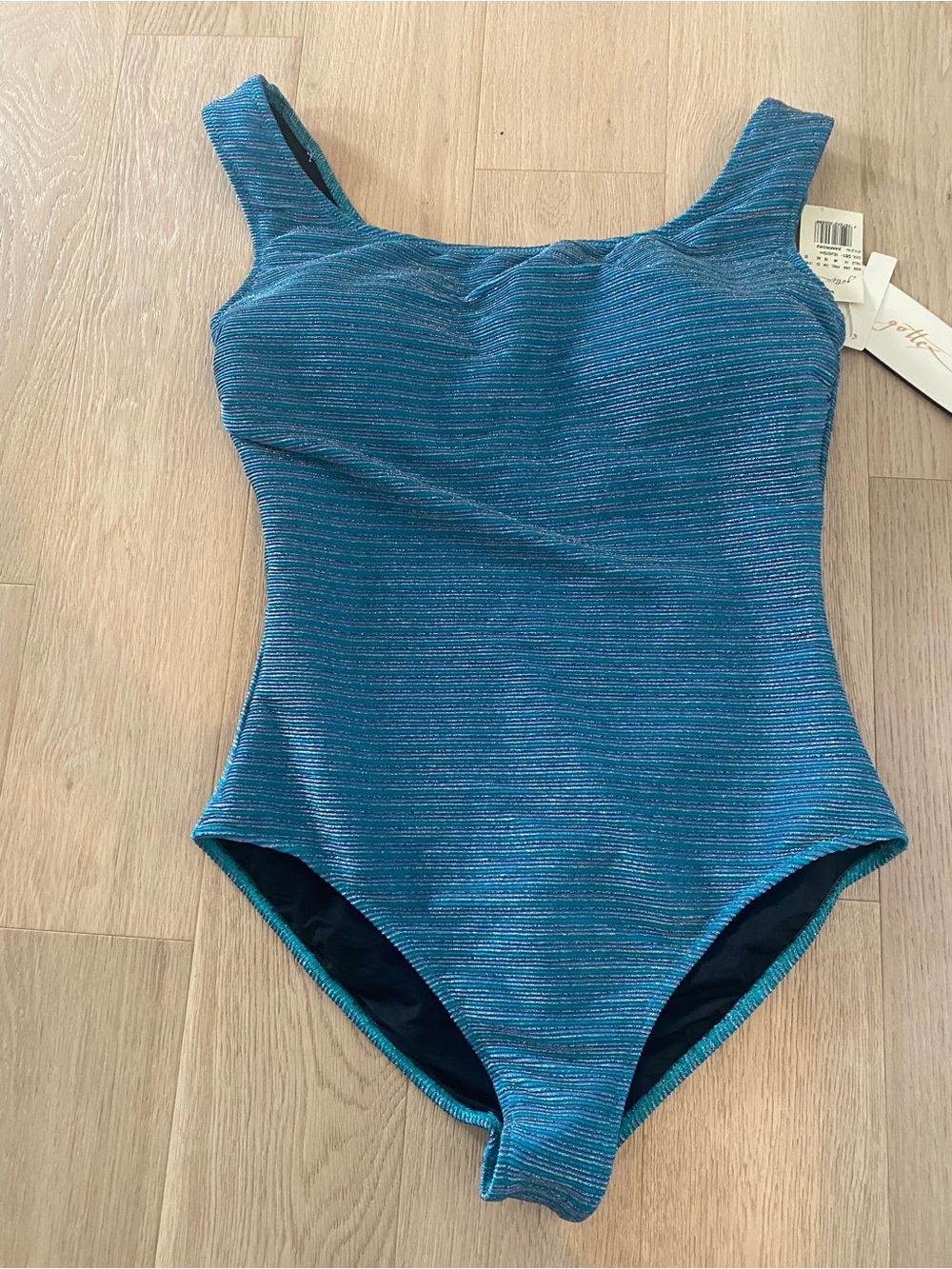 Gottex Shimmery Teal Striped One-Piece Swimsuit